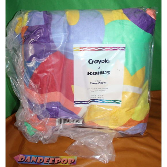 Crayola Kohl's Collaboration 2 Pack Faux Fur Abstract Throw Pillows 16 x 16 - Picture 1 of 3